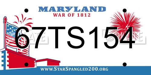 67TS154 Maryland License Plate