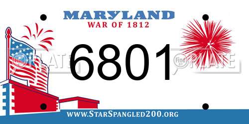 6801 Maryland License Plate
