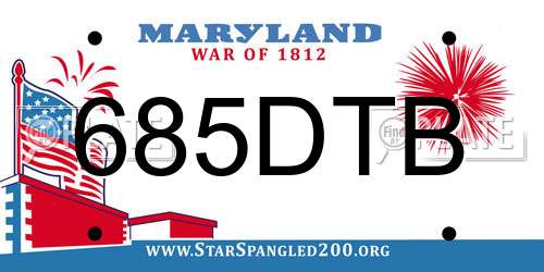 685DTB Maryland License Plate