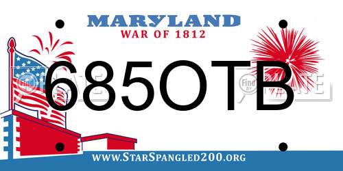 685OTB Maryland License Plate
