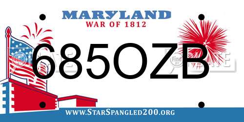 685OZB Maryland License Plate
