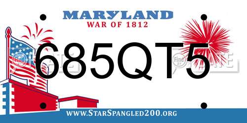 685QT5 Maryland License Plate