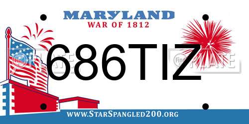 686TIZ Maryland License Plate