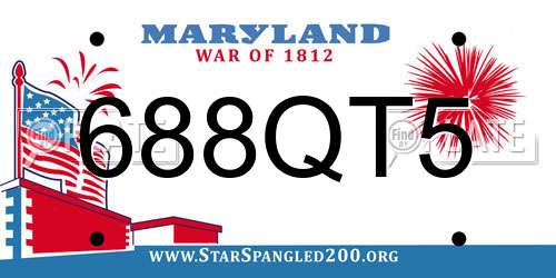 688QT5 Maryland License Plate