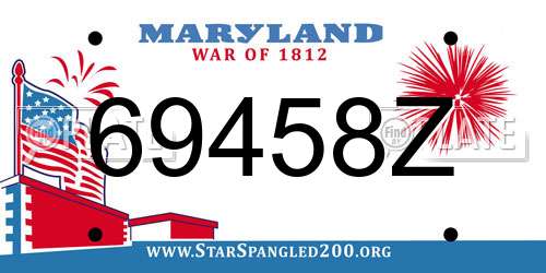 69458Z Maryland License Plate