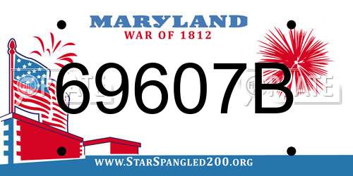 69607B Maryland License Plate