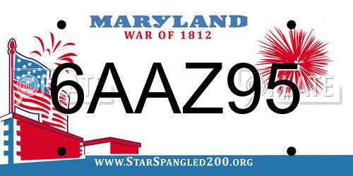 6AAZ95 Maryland License Plate