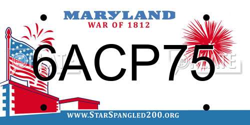 6ACP75 Maryland License Plate