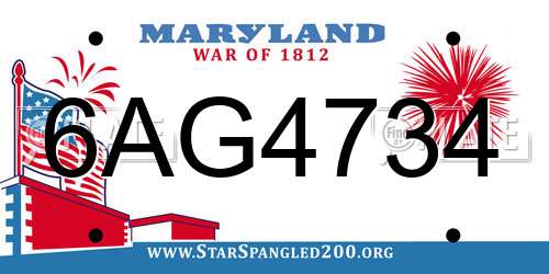 6AG4734 Maryland License Plate