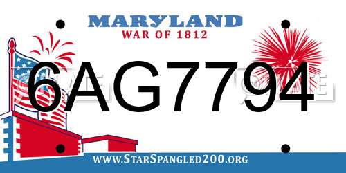 6AG7794 Maryland License Plate