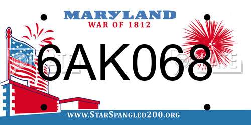 6AK068 Maryland License Plate