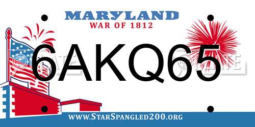 6AKQ65 Maryland License Plate