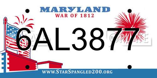 6AL3877 Maryland License Plate