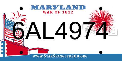 6AL4974 Maryland License Plate