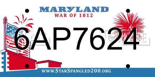 6AP7624 Maryland License Plate