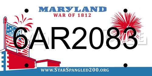 6AR2083 Maryland License Plate