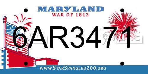 6AR3471 Maryland License Plate