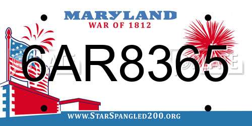 6AR8365 Maryland License Plate