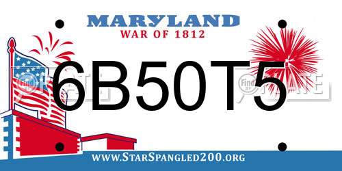 6B50T5 Maryland License Plate