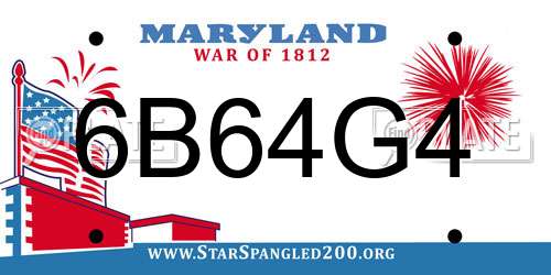 6B64G4 Maryland License Plate