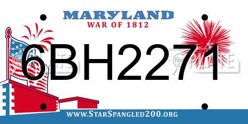6BH2271 Maryland License Plate