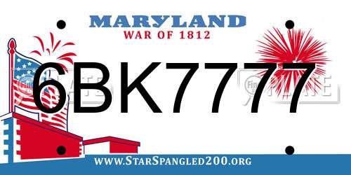 6BK7777 Maryland License Plate