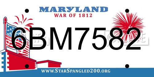 6BM7582 Maryland License Plate