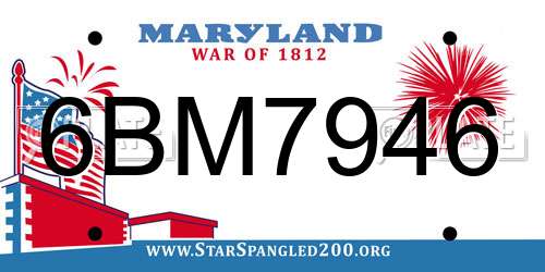 6BM7946 Maryland License Plate