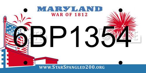 6BP1354 Maryland License Plate