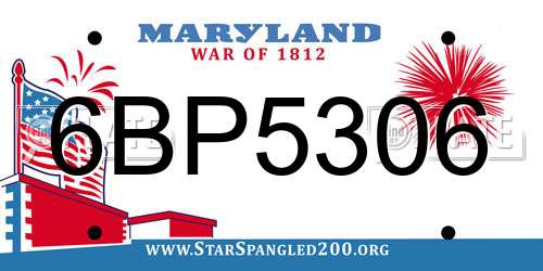 6BP5306 Maryland License Plate