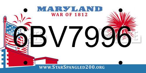 6BV7996 Maryland License Plate