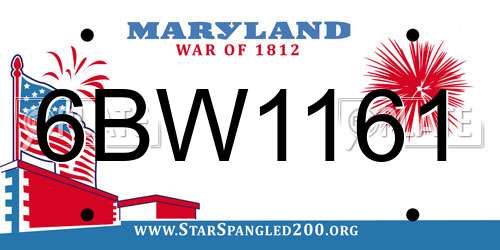 6BW1161 Maryland License Plate