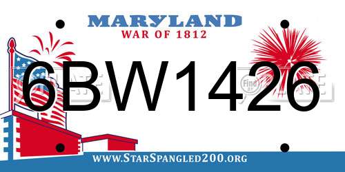 6BW1426 Maryland License Plate