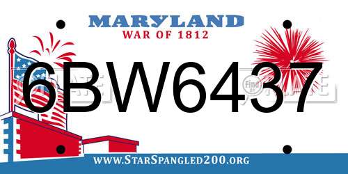 6BW6437 Maryland License Plate