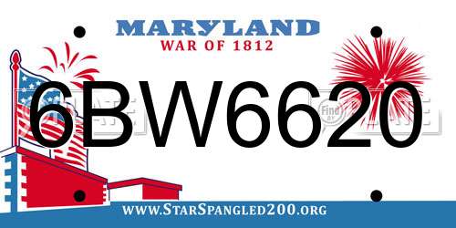 6BW6620 Maryland License Plate