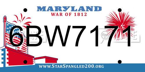 6BW7171 Maryland License Plate