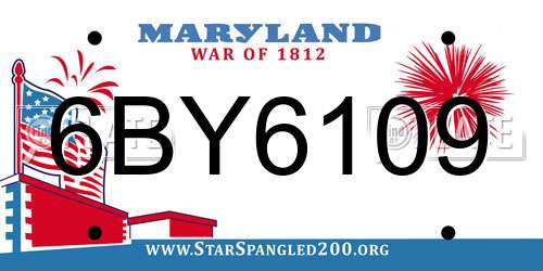 6BY6109 Maryland License Plate
