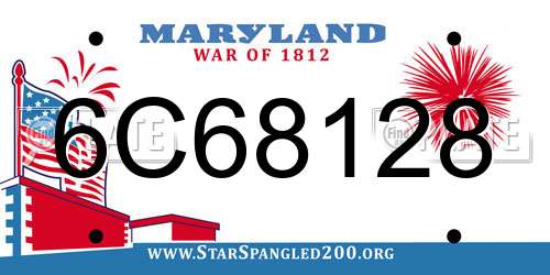 6C68128 Maryland License Plate