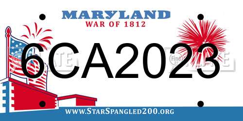 6CA2023 Maryland License Plate