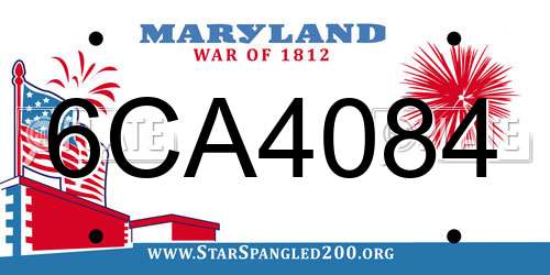 6CA4084 Maryland License Plate