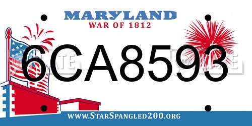 6CA8593 Maryland License Plate