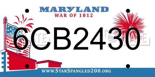 6CB2430 Maryland License Plate
