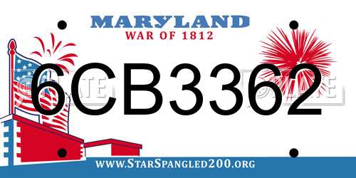 6CB3362 Maryland License Plate