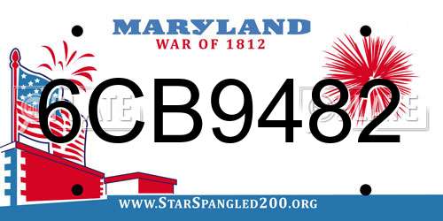 6CB9482 Maryland License Plate