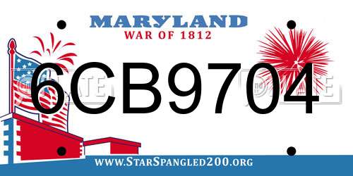 6CB9704 Maryland License Plate