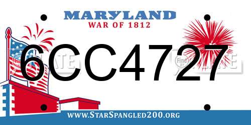 6CC4727 Maryland License Plate
