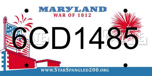6CD1485 Maryland License Plate