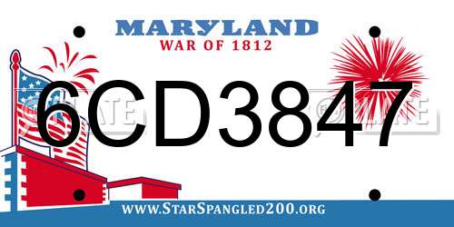 6CD3847 Maryland License Plate