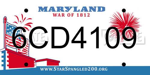 6CD4109 Maryland License Plate