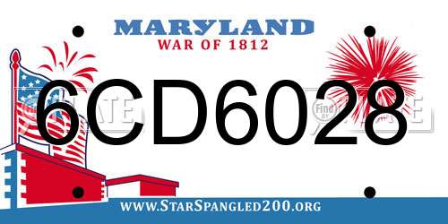 6CD6028 Maryland License Plate